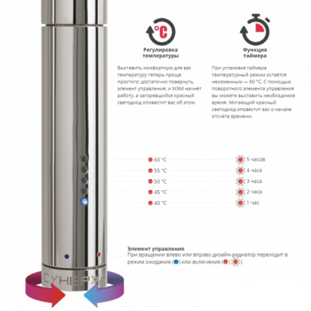 Полотенцесушитель электрический Сунержа Богема 2.0 60х50 хром, подключение правое, с полкой